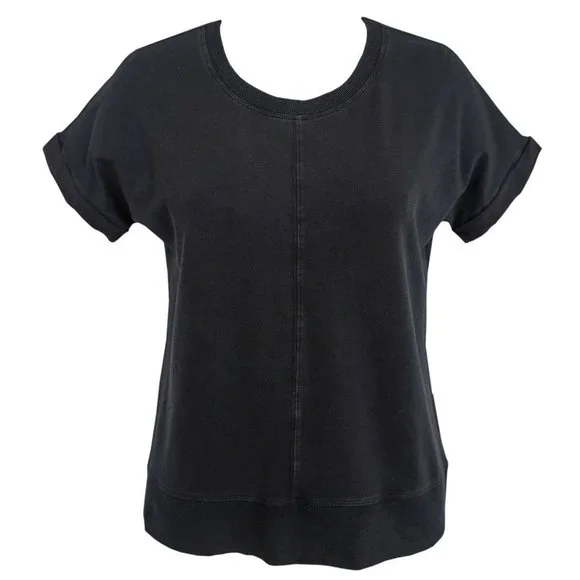 NWT Green Tea - Enzyme Wash Casual Short Sleeve Top Black - Sizes Various - Picture 1 of 3